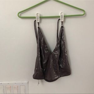 Free People “Intimately” shiny brown crop top